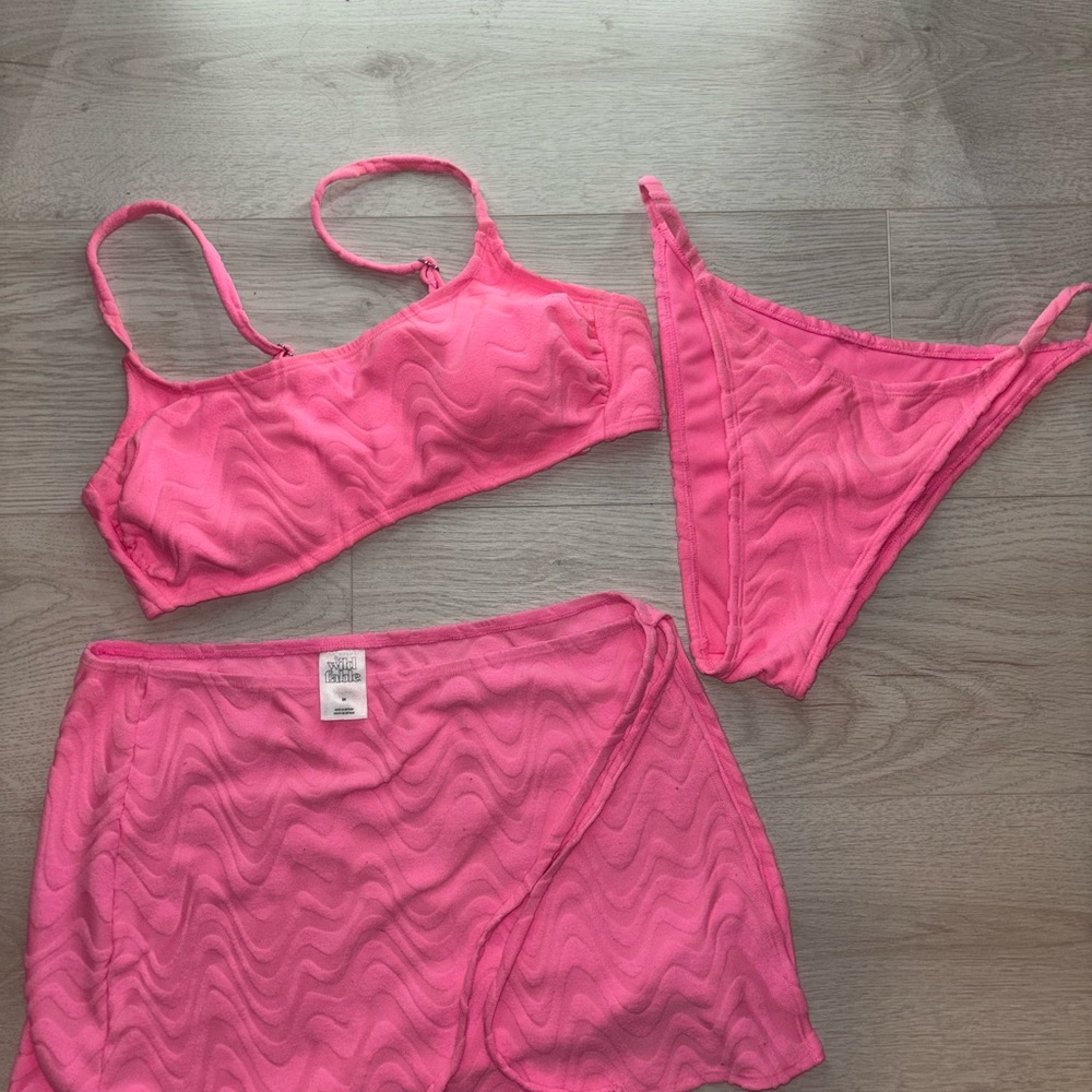 Wild Fable Vibrant Pink Bikini Set with Skirt
